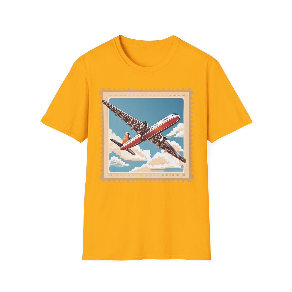 Vintage Airplane Stamp T-Shirt | Retro Travel Poster Tee