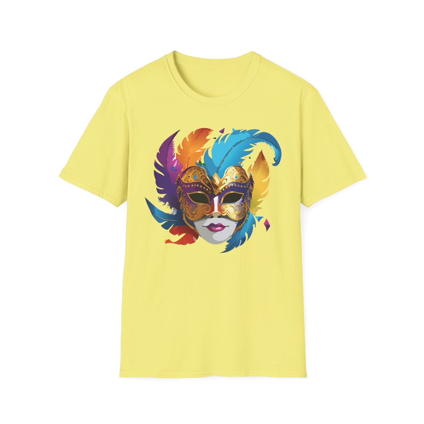 Mask Tee Shirt Unisex Short Sleeve Cotton Tee Art Design Masquerade Gildan Softstyle 64000