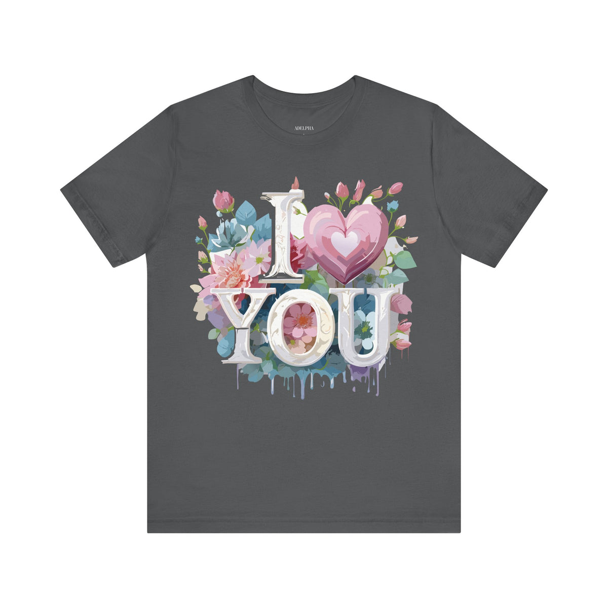 Valentine's Day Graphic Unisex Cotton Bella+Canvas Tee with Floral Art Design d126