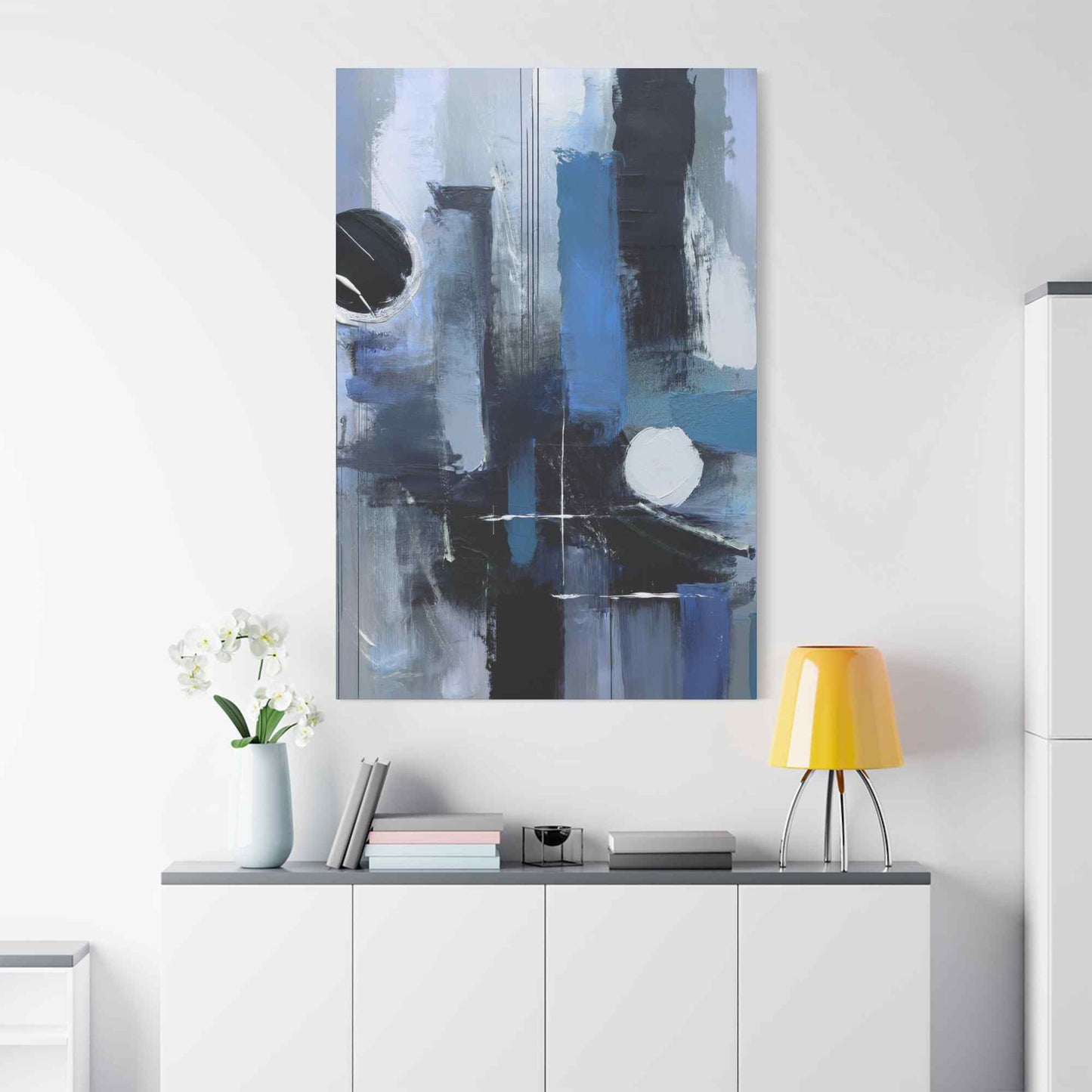 Blue Abstract Painting Print Canvas 20x24,20x30,24x30, 24x32,24x36,30x40, 32x48,36x48,40x60 Pine-Wood Inner Frame ABS-25