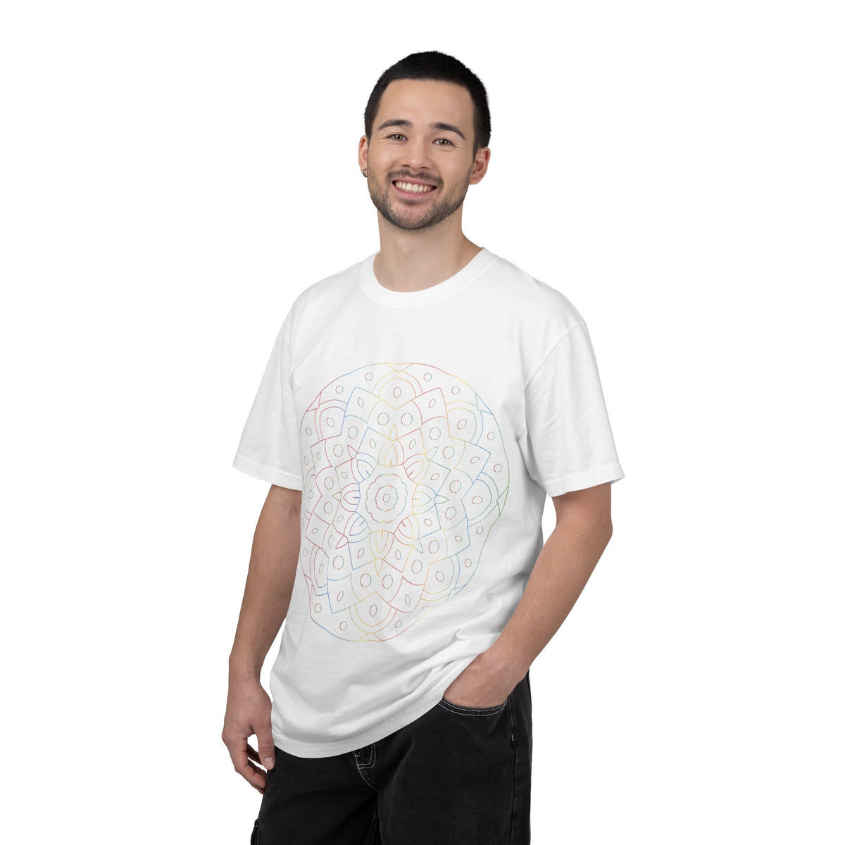 Unisex Garment Dyed Cotton T-Shirt with Mandala Graphic Design