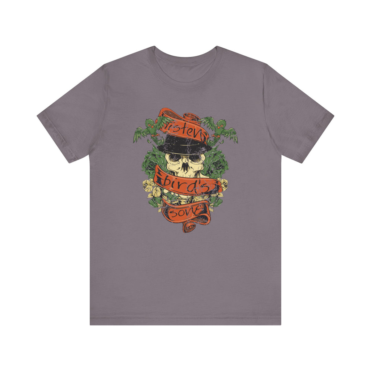 Skull with Bandana Tee Floral Vines Tattoo Style Graphic Unisex Cotton Shirt Art-38