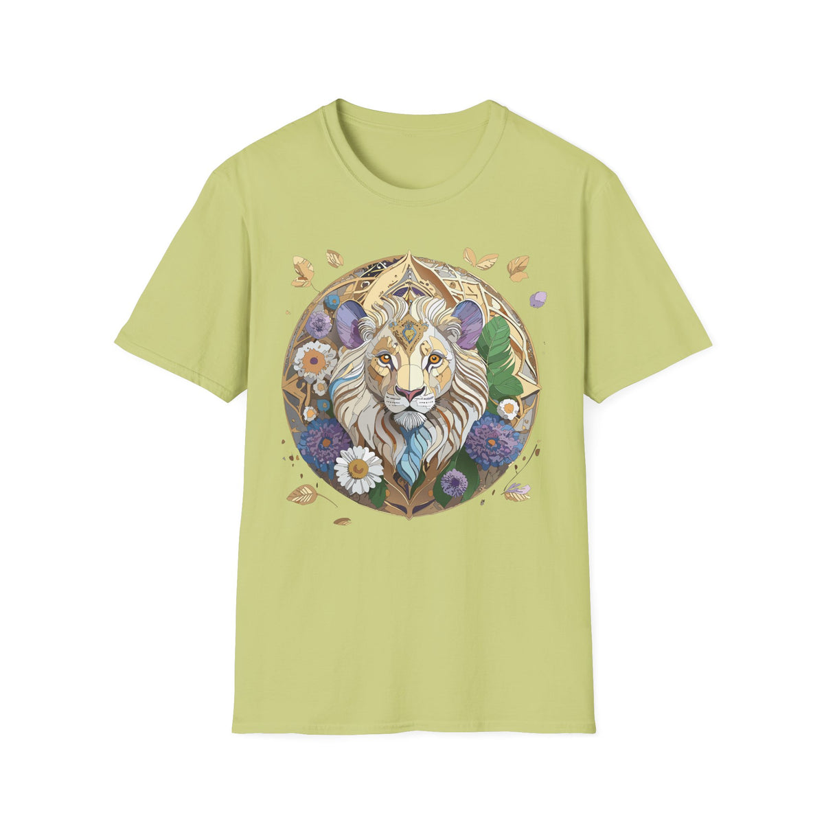 Floral Lion Illustration T-Shirt | Boho Mandala Lion Tee