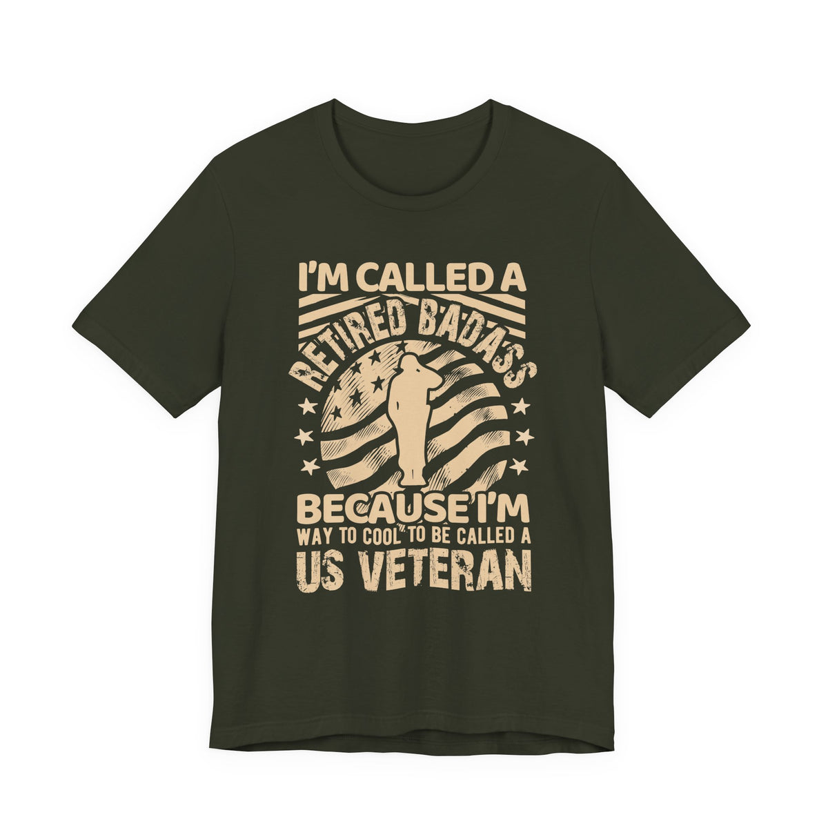Retired Badass US Veteran T-Shirt Veteran Flag Silhouette Unisex Cotton Tee v12