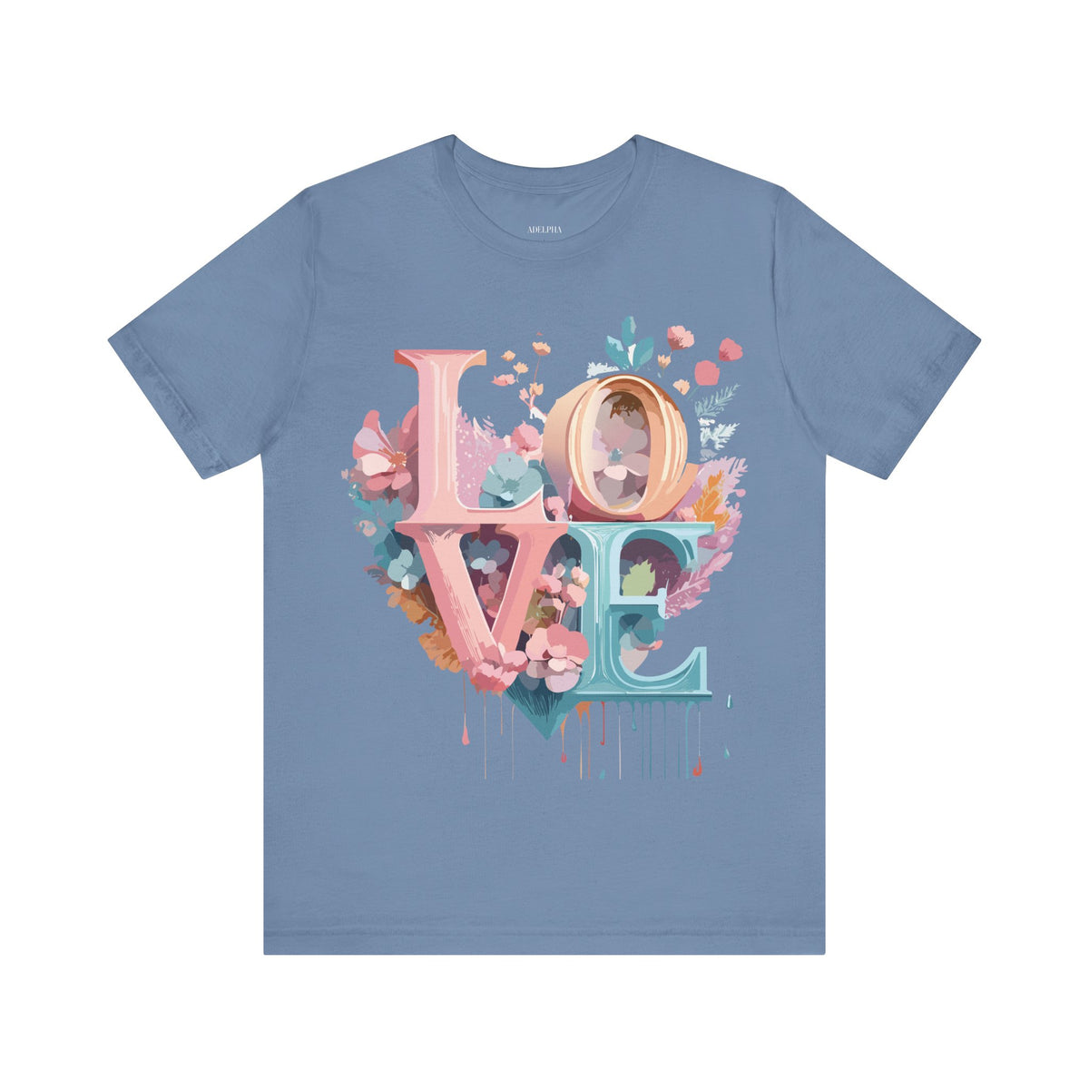 Valentine's Day Graphic Unisex Cotton Bella+Canvas Tee with Floral Art Design d121