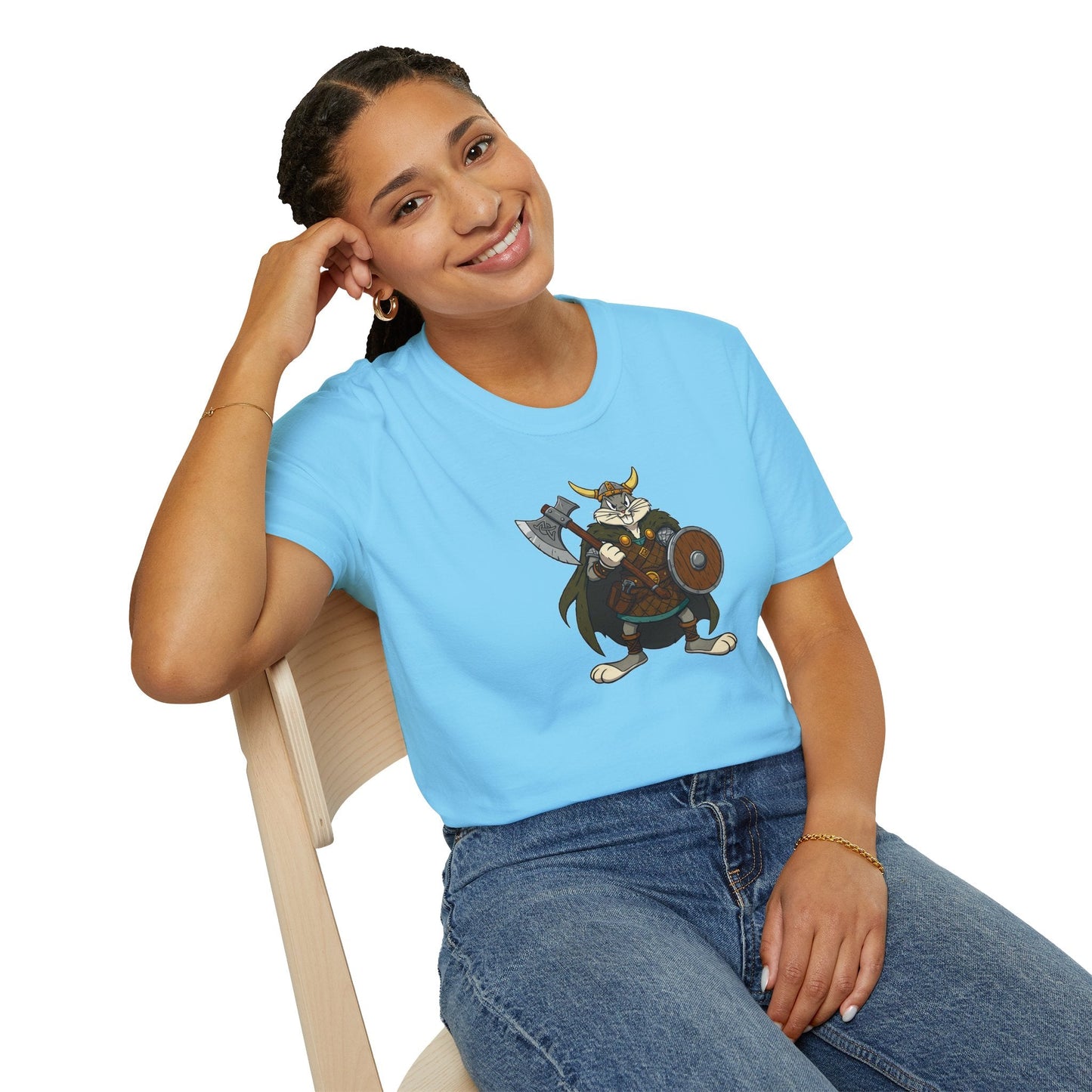 Cartoon Bunny Graphic Unisex Cotton Animal Animation Artwork Design Tee 6