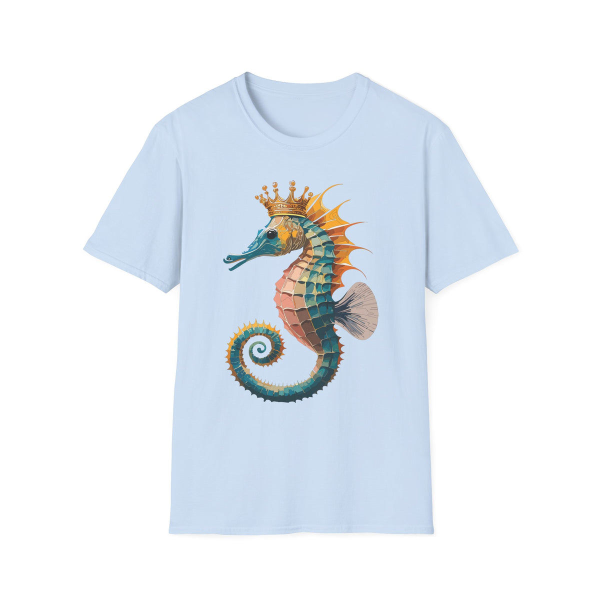 Crowned Seahorse T-Shirt | Colorful King Seahorse Illustration Tee