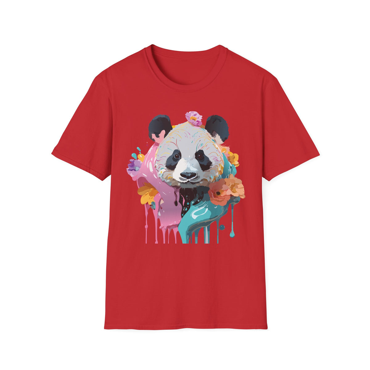 Colorful Floral Panda T-Shirt | Watercolor Drip Animal Art