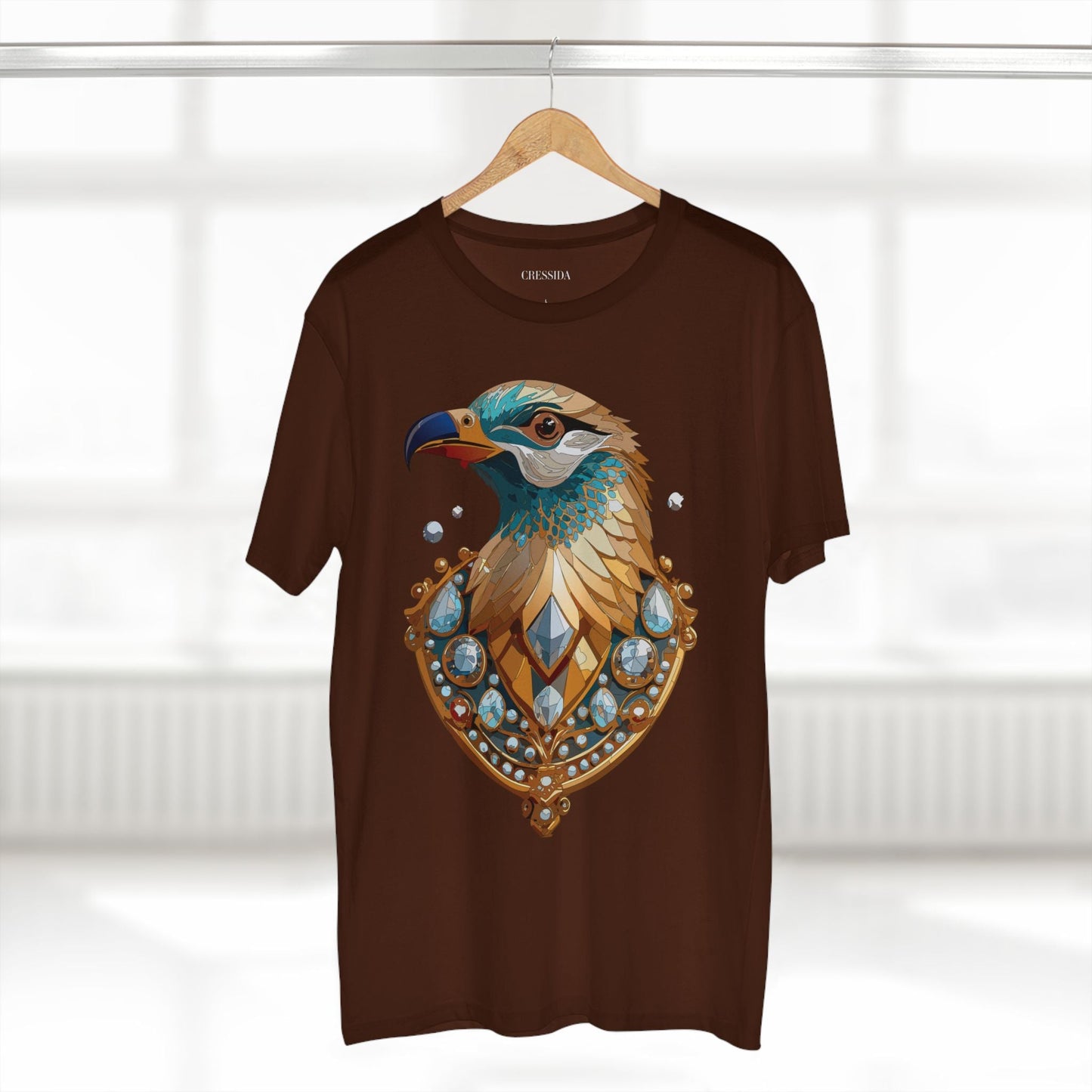Bird Graphic Unisex 100 Cotton Tee With Unique Animal Golden Medallion Art Design 21