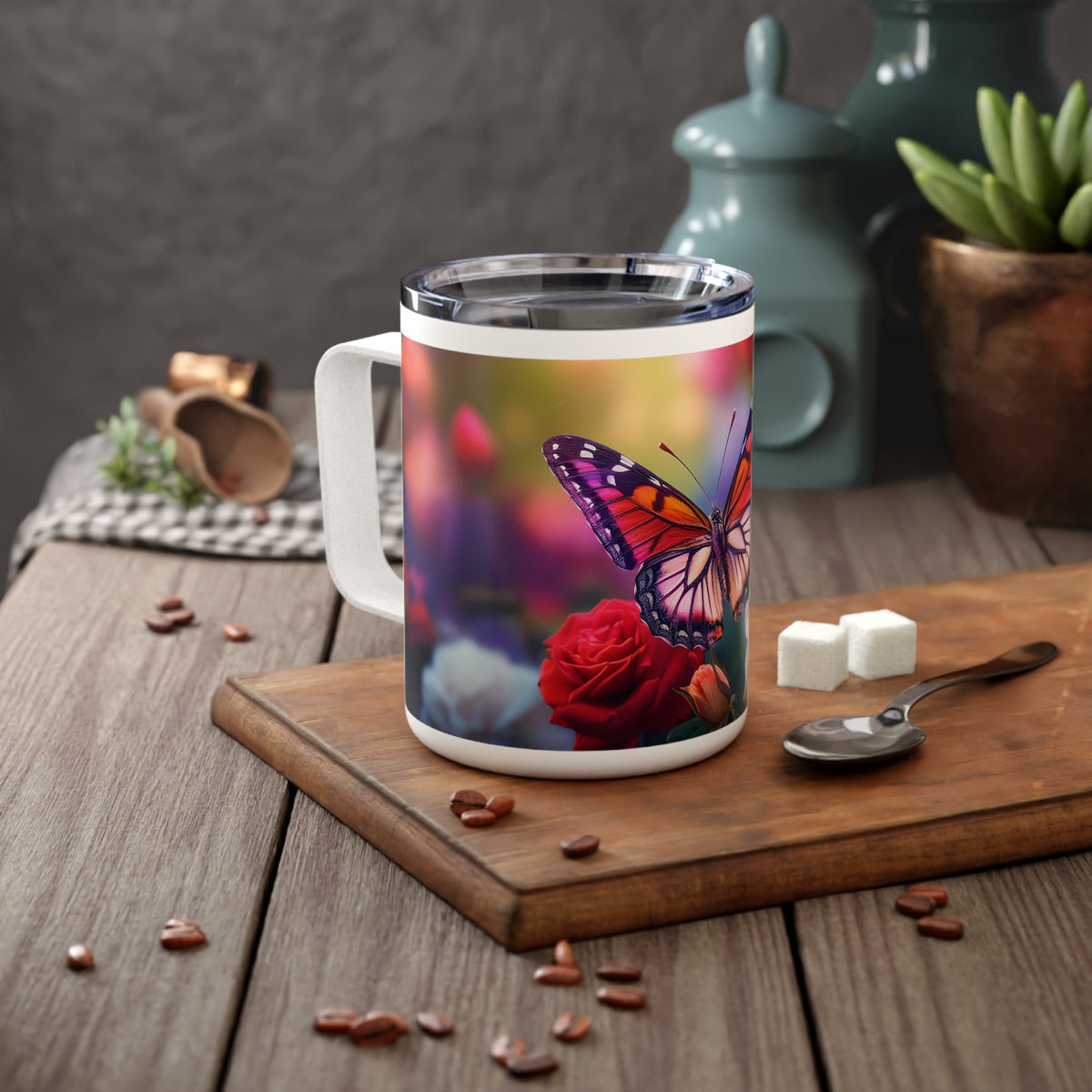 25 Art Design Insulated Coffee Mug Clear Lid 10oz Insulated Coffee Mug 10oz