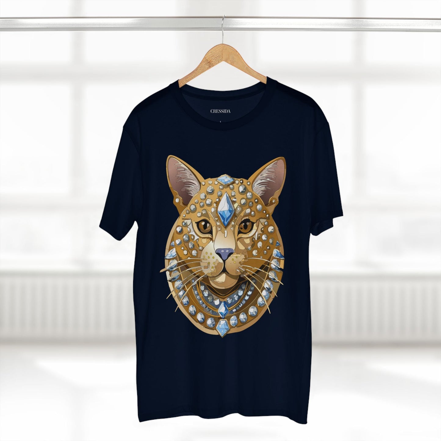 Cat Graphic Unisex 100 Cotton Tee With Unique Animal Golden Medallion Art Design 11