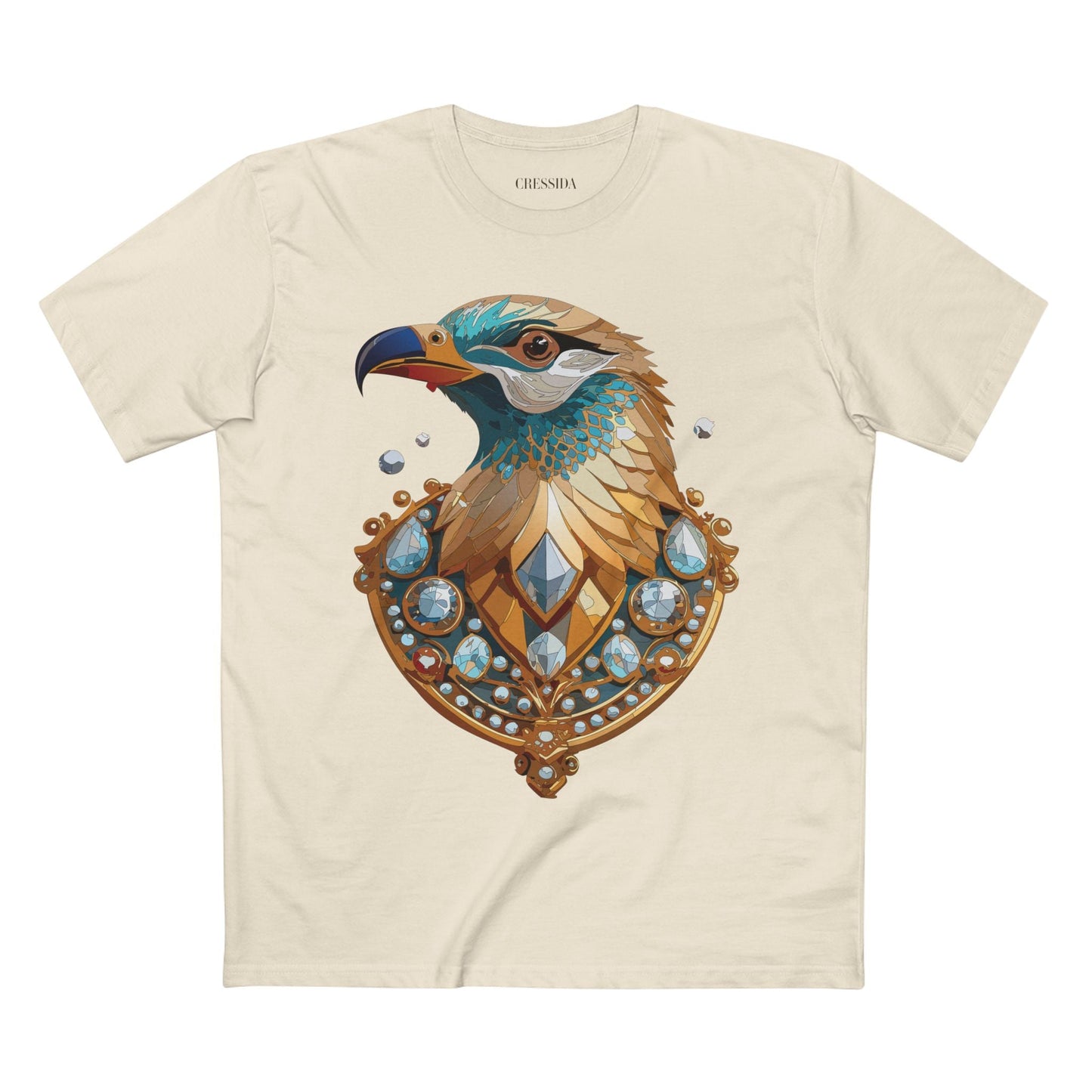 Bird Graphic Unisex 100 Cotton Tee With Unique Animal Golden Medallion Art Design 21