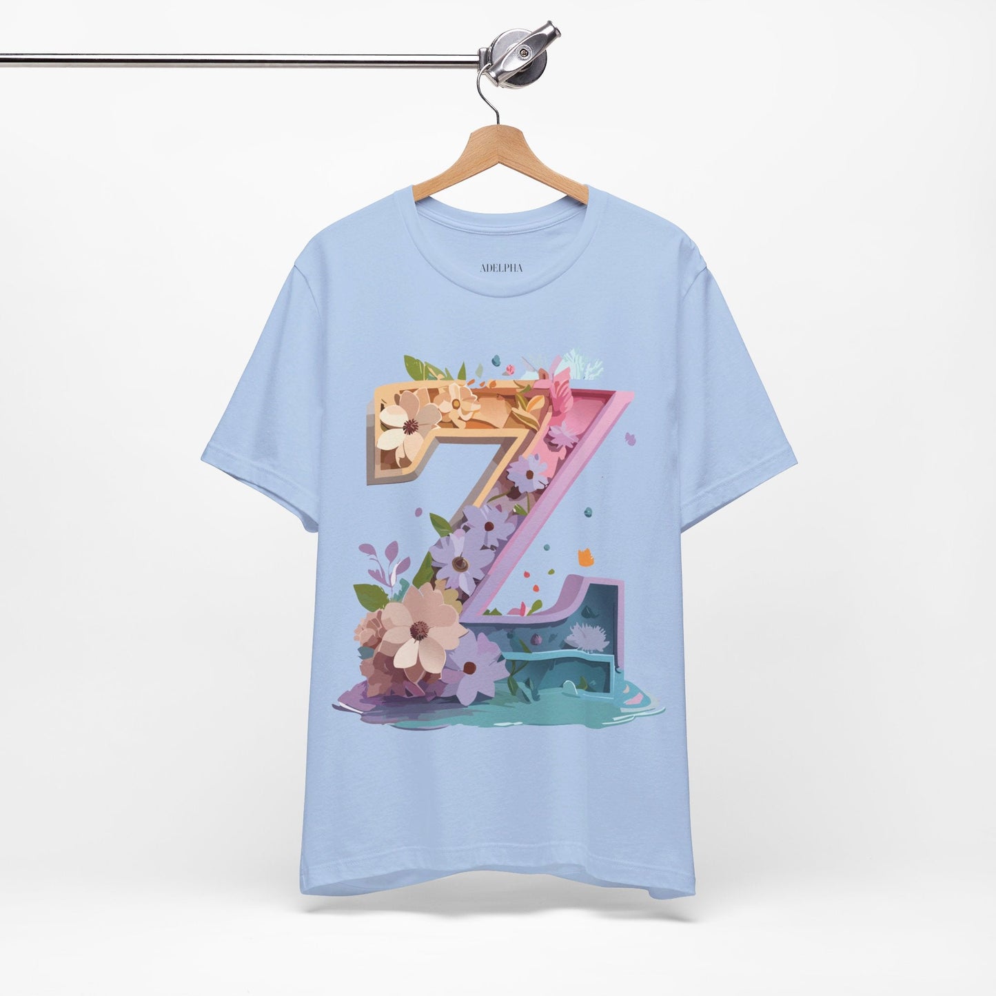Letter Z Shirt Unisex Graphic Tee By Adelpha Vintage Inspired Jersey Short Sleeve