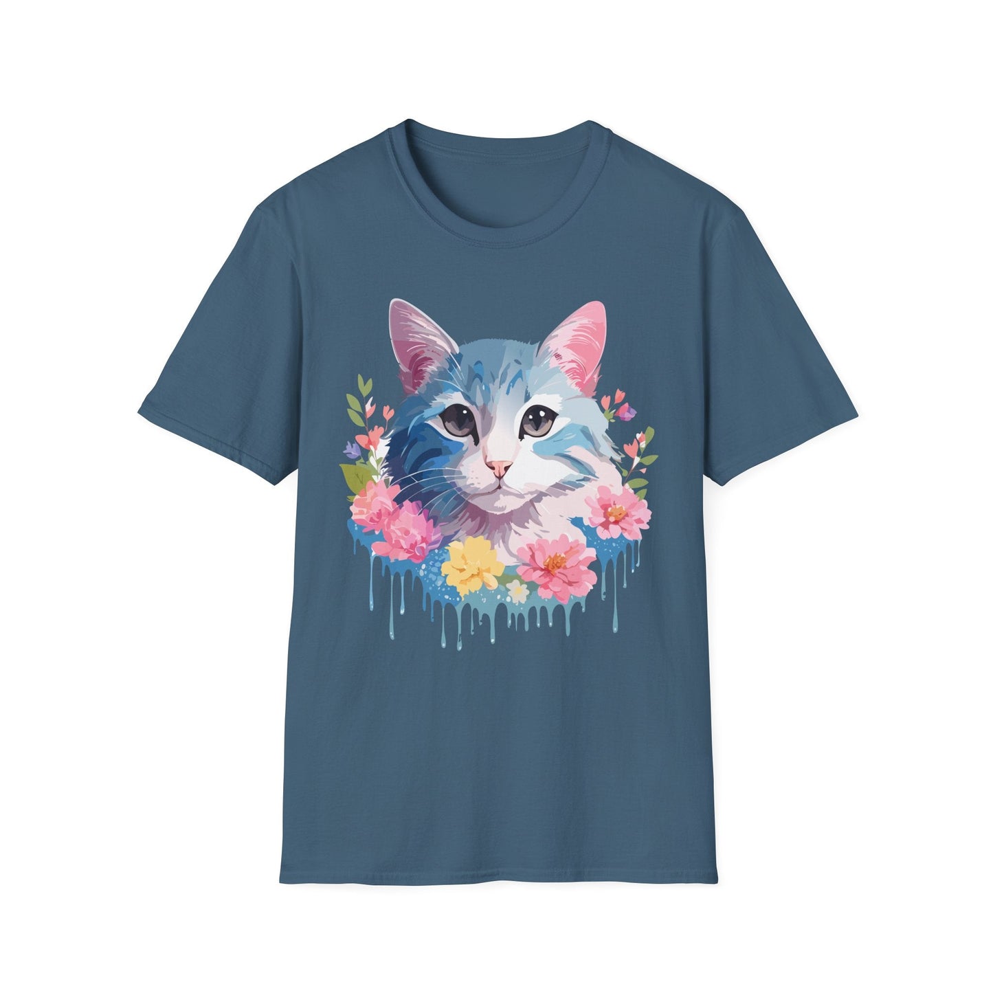 Cat Shirt Unisex Cat Tee Kitten Print Gildan Softstyle 64000