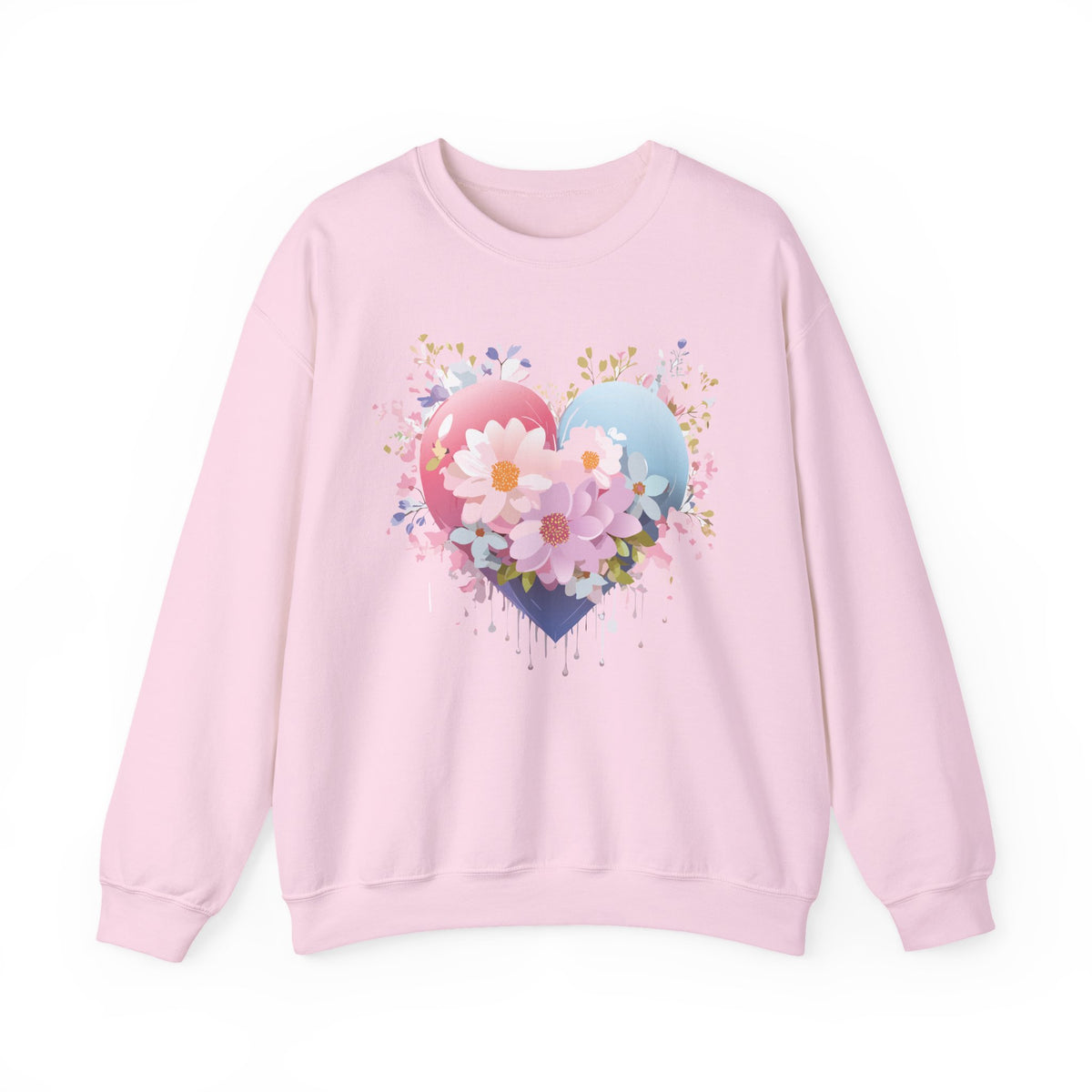 Floral Heart Love Graphic Valentine's Day Sweatshirt Unisex 50/50 Cotton-Poly Sweatshirt w27