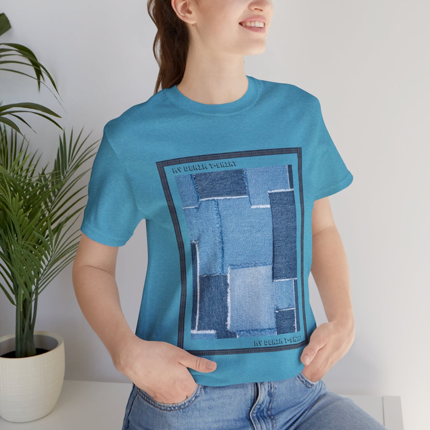 T-shirt unisexe en coton avec imprimé denim