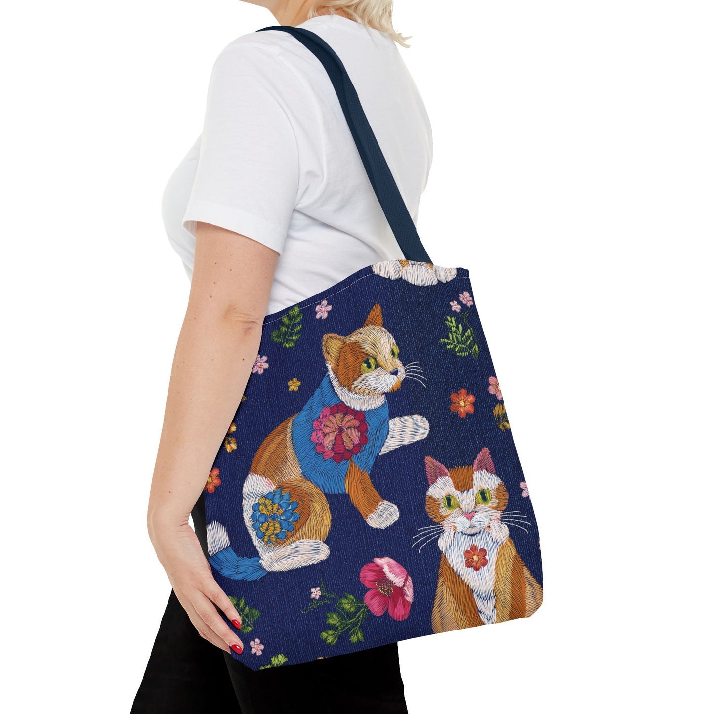 Denim Fabric Imitation Print Unisex Canvas Bag Poly Spun 3 Sizes Tote Bag 190-10
