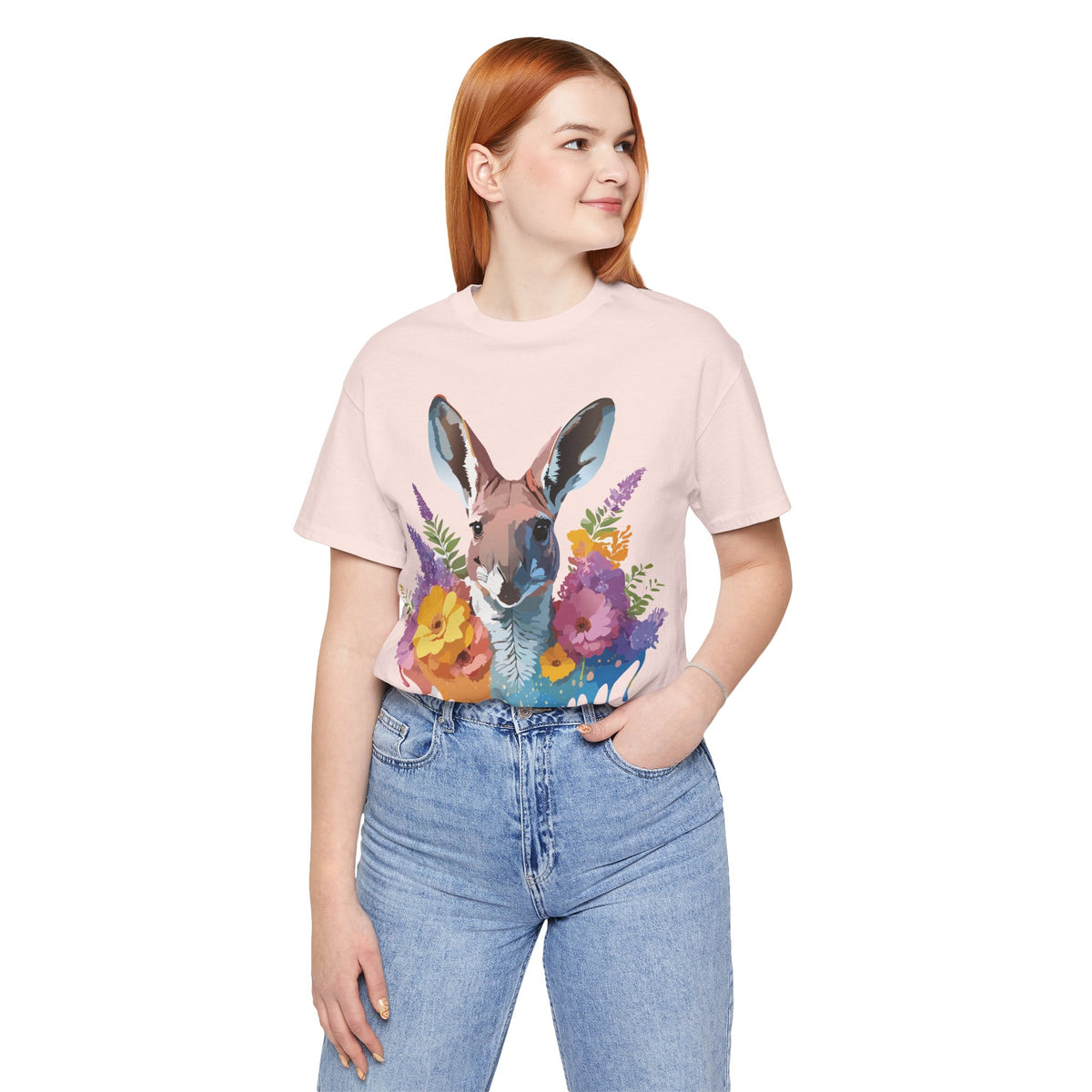 Kangaroo Graphic Unisex Cotton Bella+Canvas Tee with Art Animal Design e40