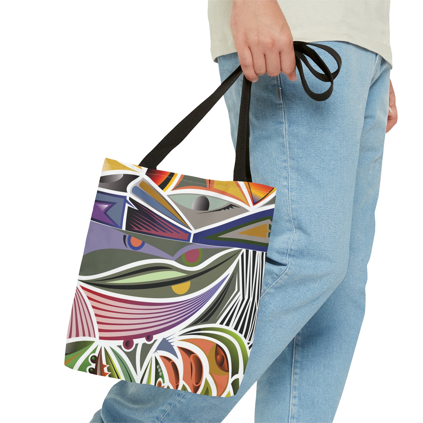 Canvas Bag with Abstract Prints