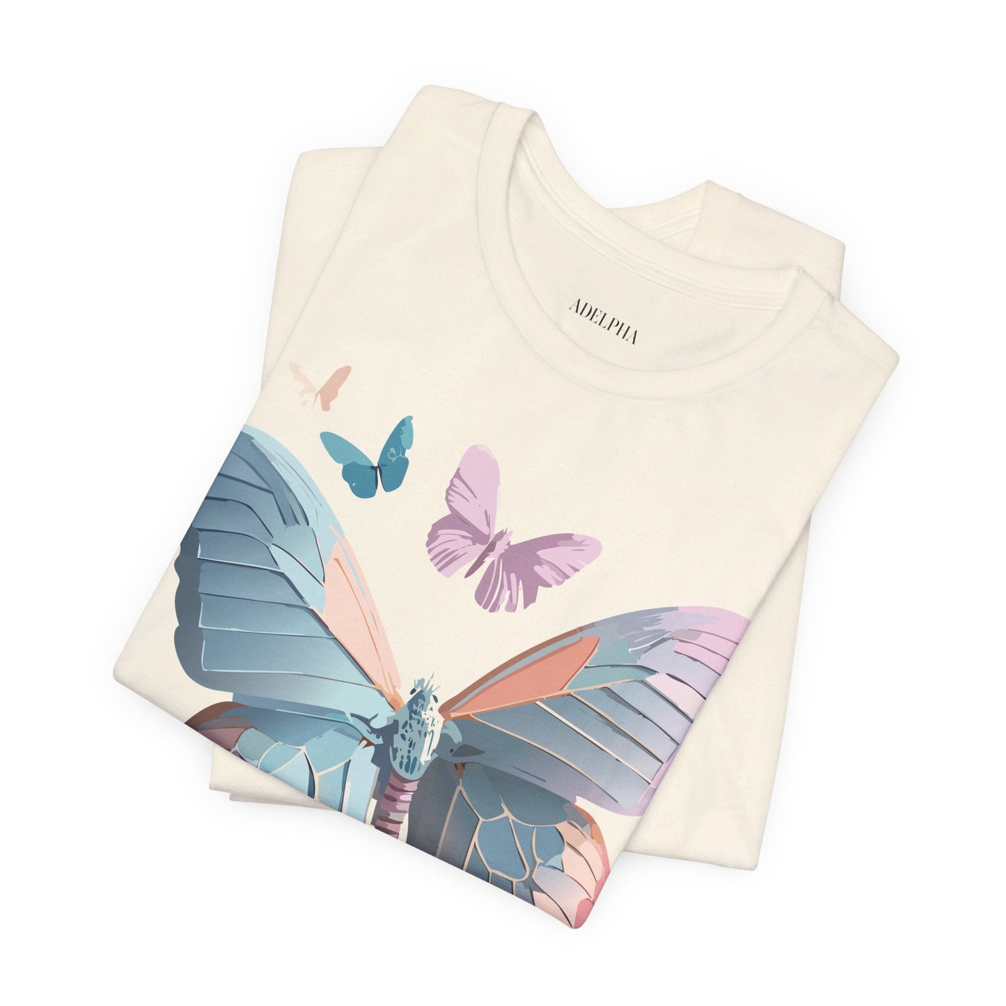 Butterfly Graphic Short Sleeve Tee Unisex Vintage Art Shirt By Adelpha