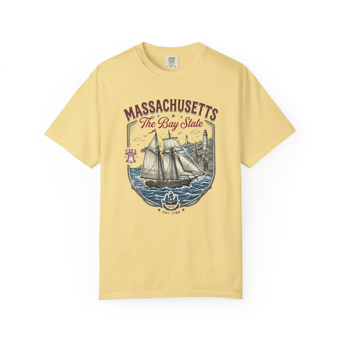 Massachusetts State Travel Tourist Graphic Tee Unisex 100 Cotton Comfort Colors T-Shirt