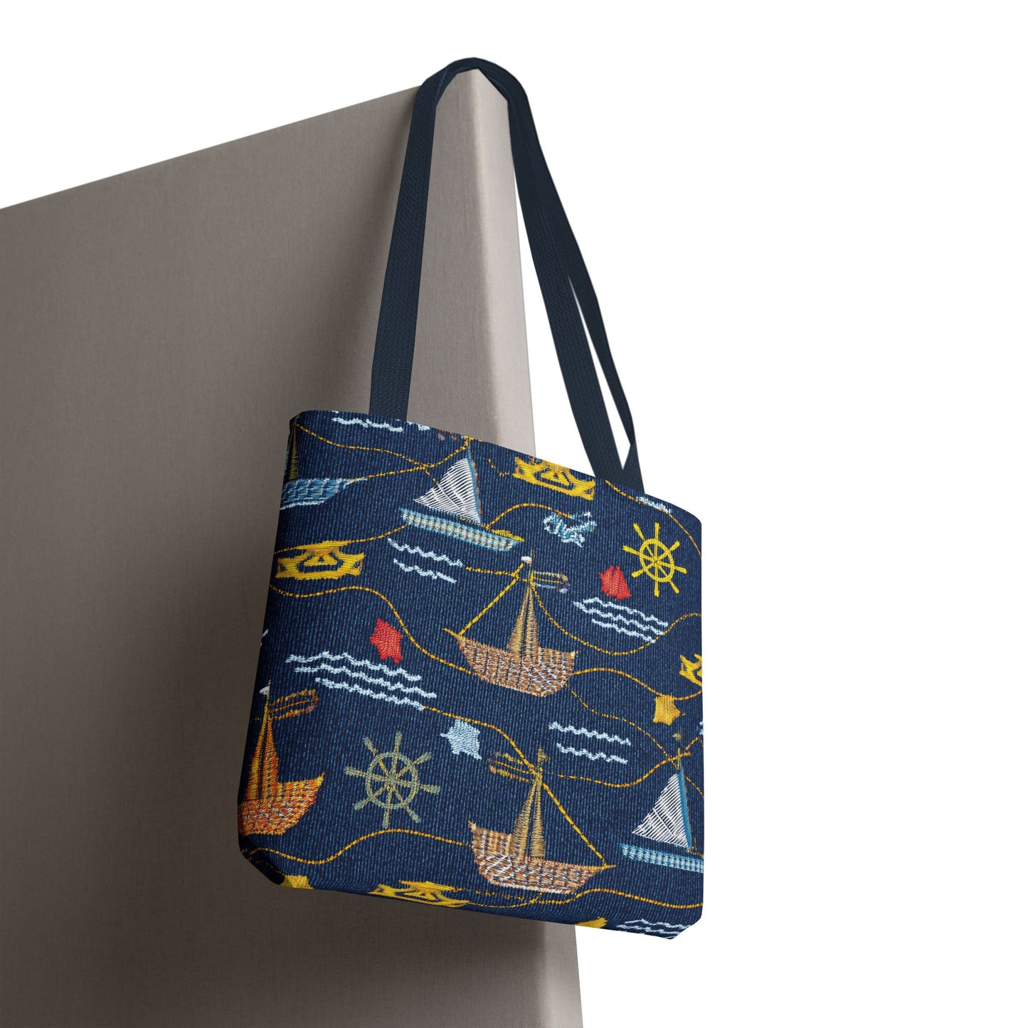 Denim Fabric Imitation Print Unisex Canvas Bag Poly Spun 3 Sizes Tote Bag 182-13