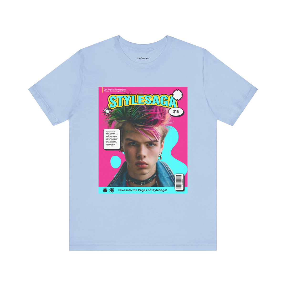 Magazine Cover Graphic Unisex Cotton Bella+Canvas Tee with Retro Poster ab29