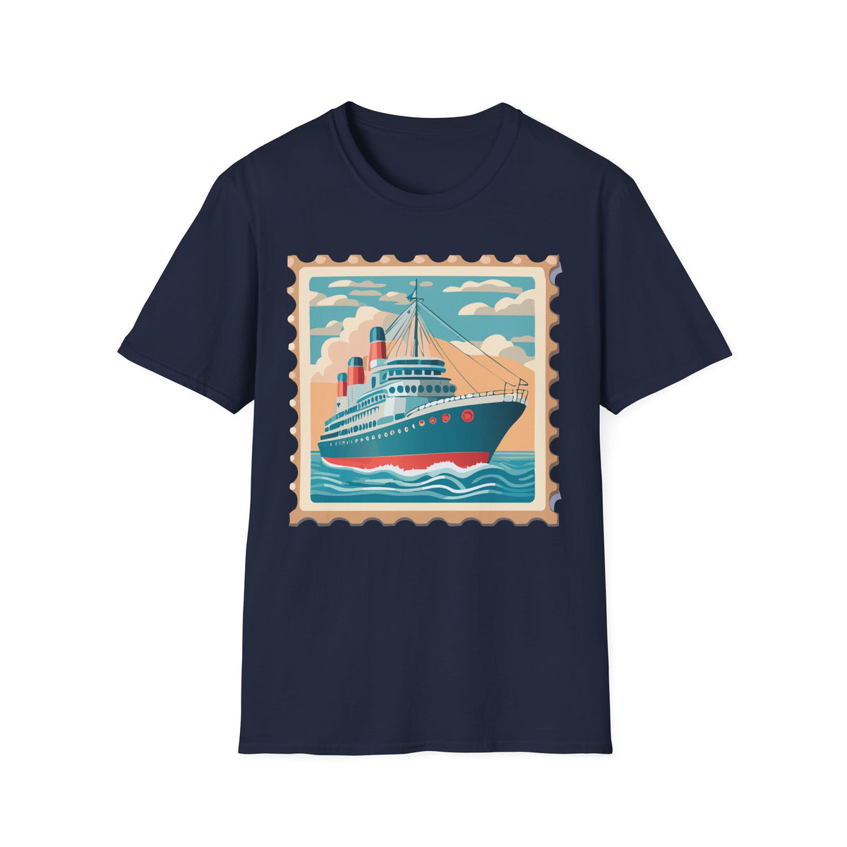 Vintage Ocean Liner Stamp T-Shirt | Retro Cruise Ship Tee