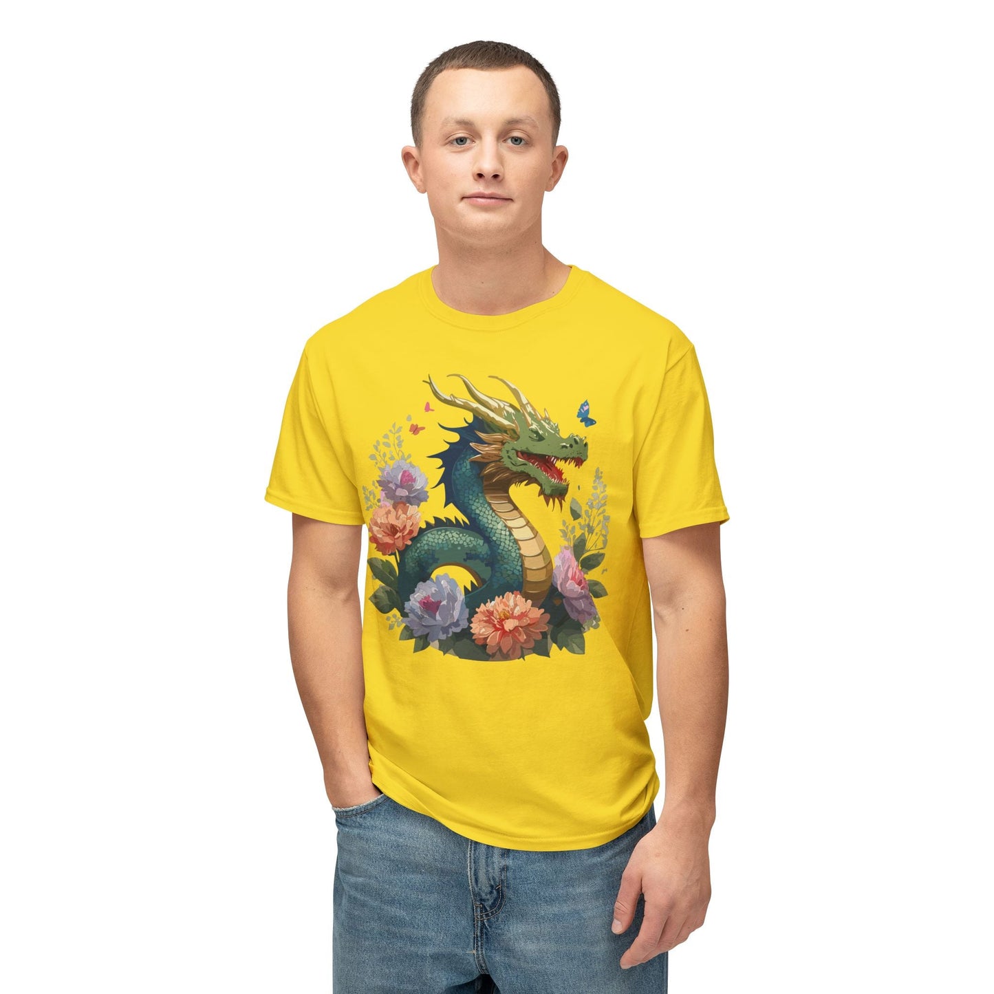 Dragon Art Print T Shirt Unisex HD Cotton Made In USA Full Color