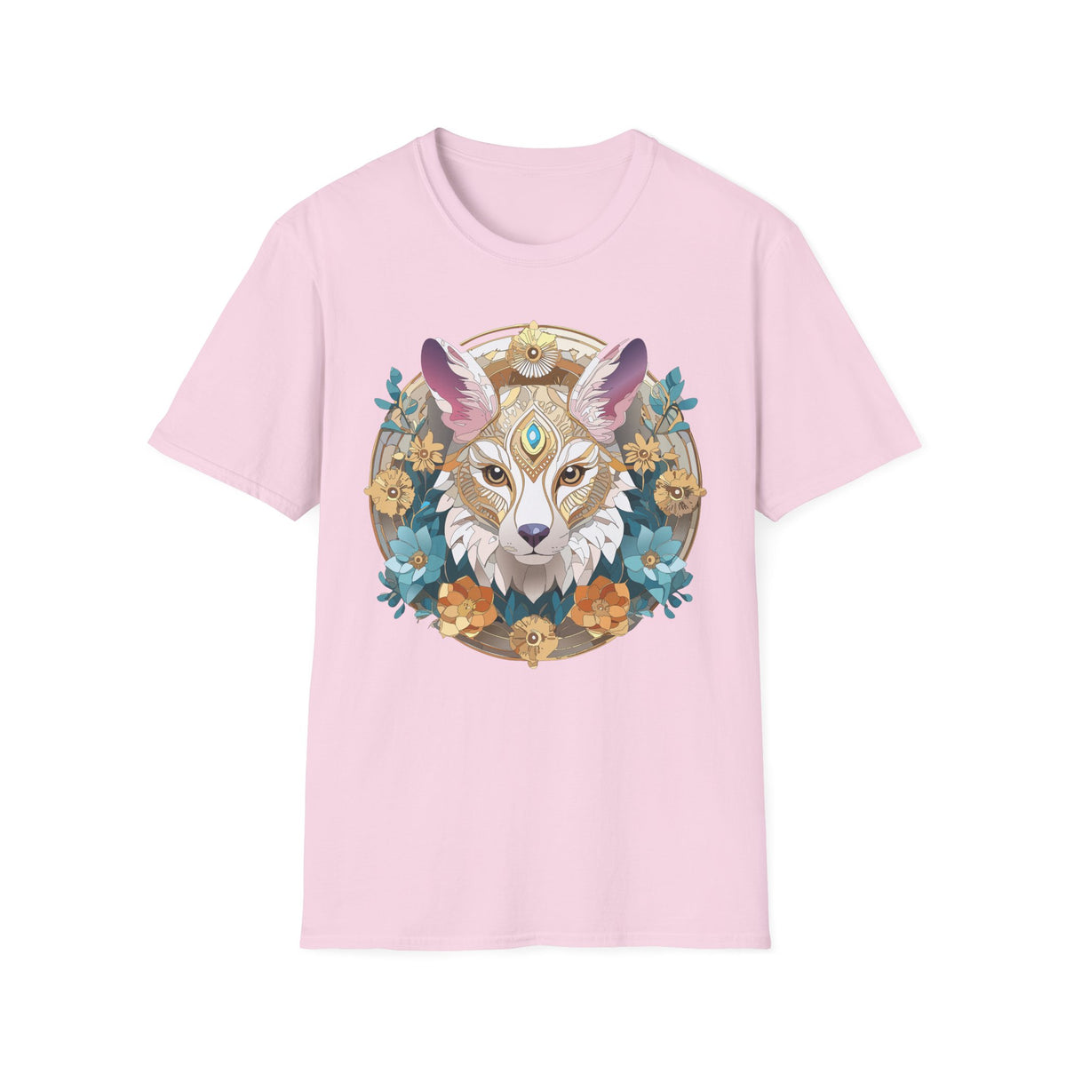 Mystic Fox Mandala T-Shirt | Floral Fox Portrait, Boho Animal Tee