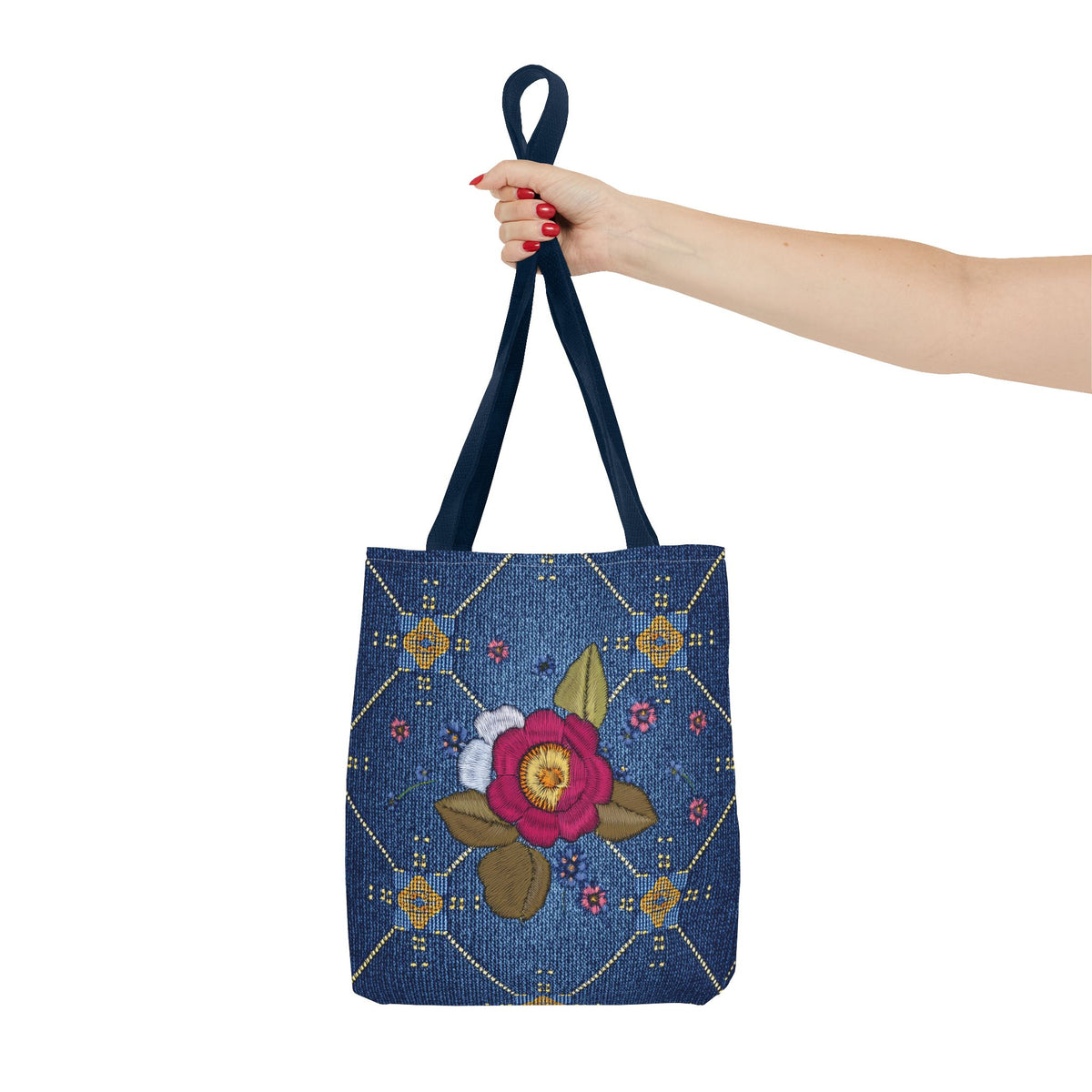 Denim Fabric Imitation Print Unisex Canvas Bag Poly Spun 3 Sizes Tote Bag 159-2