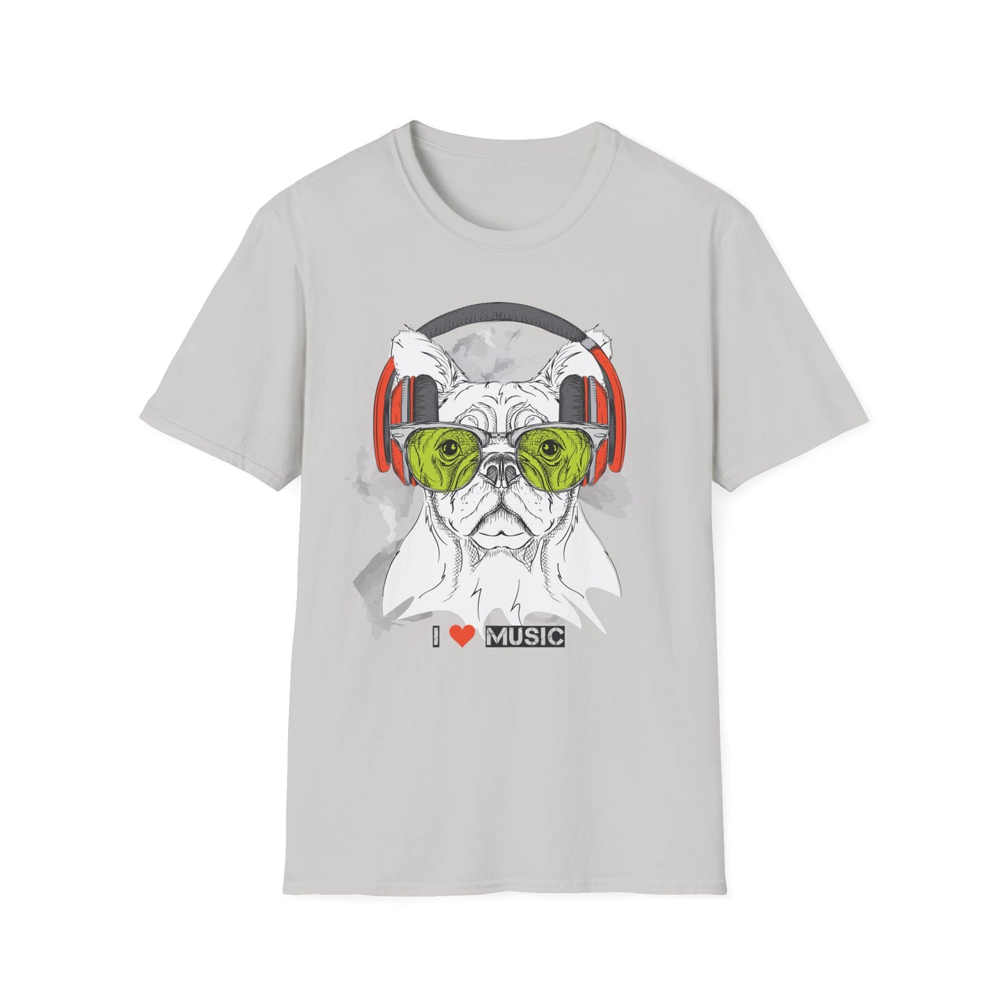 Music Lover French Bulldog T-Shirt Unisex Cotton Short Sleeves I Music Graphic Tee