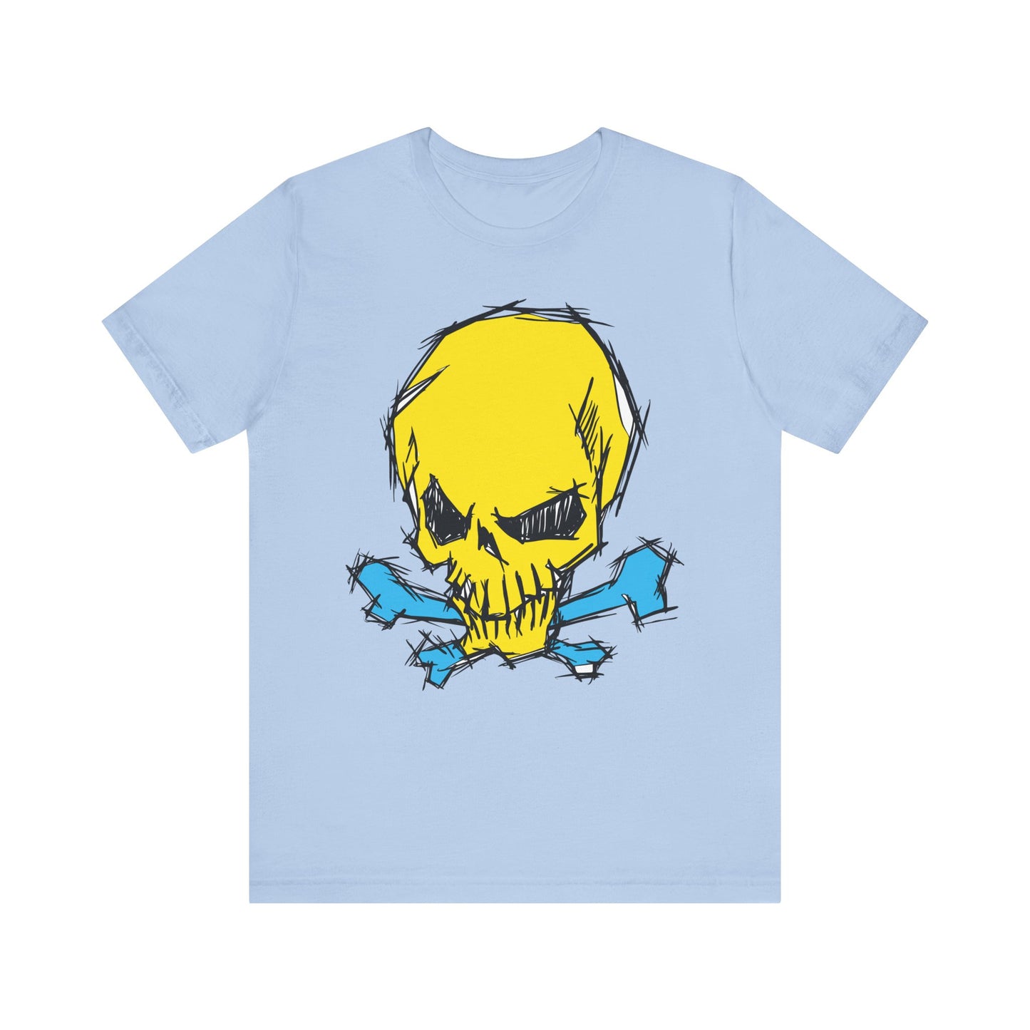 2-Yellow Skull Graphic Design Tee, Skull Shirt, Vintage Tees, Art Design T-Shirt, Vintage Graphic Tee, Art Shirts with Skulls