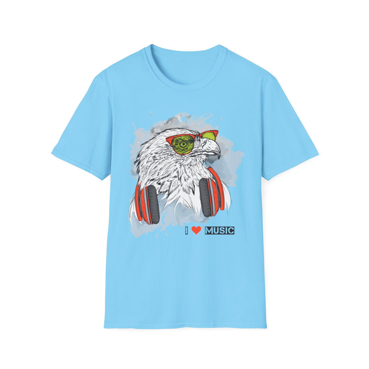 Eagle with Headphones T-Shirt Unisex Cotton Short Sleeves I Music Graphic Tee