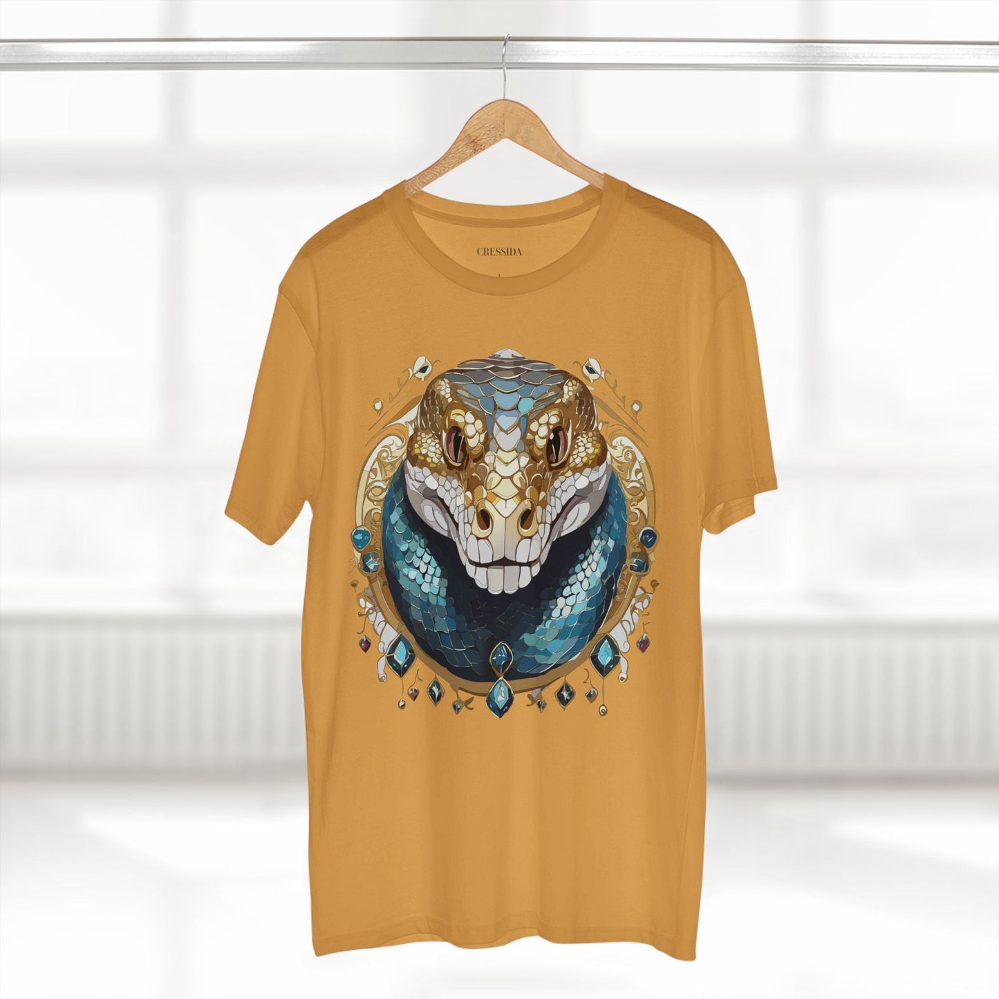 Snake Graphic Unisex 100 Cotton Tee With Unique Animal Golden Medallion Art Design 43
