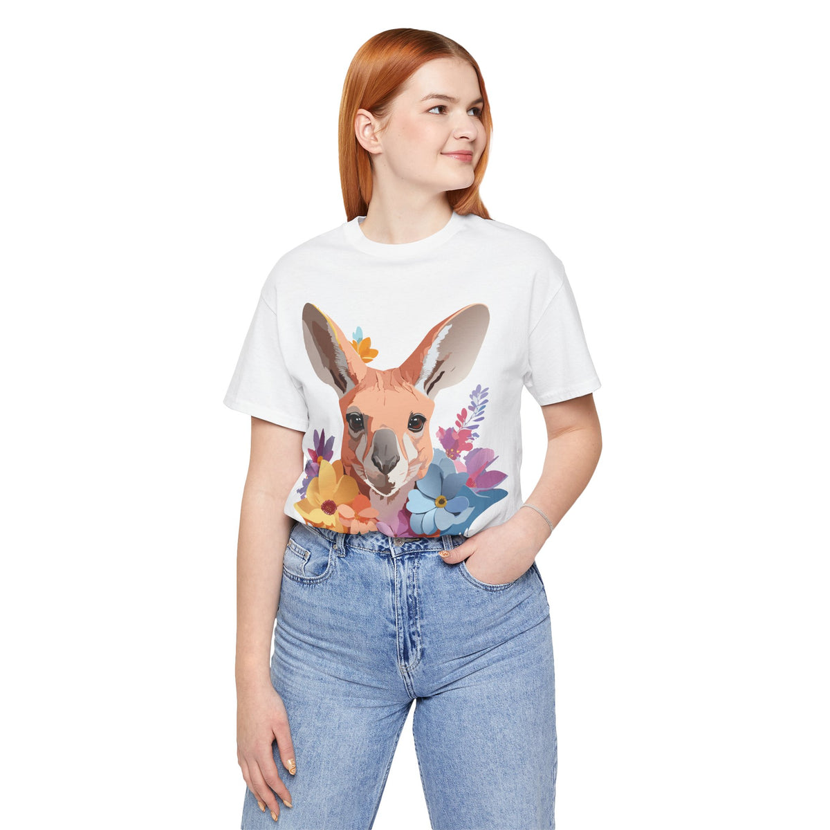 Kangaroo Graphic Unisex Cotton Bella+Canvas Tee with Art Animal Design e38