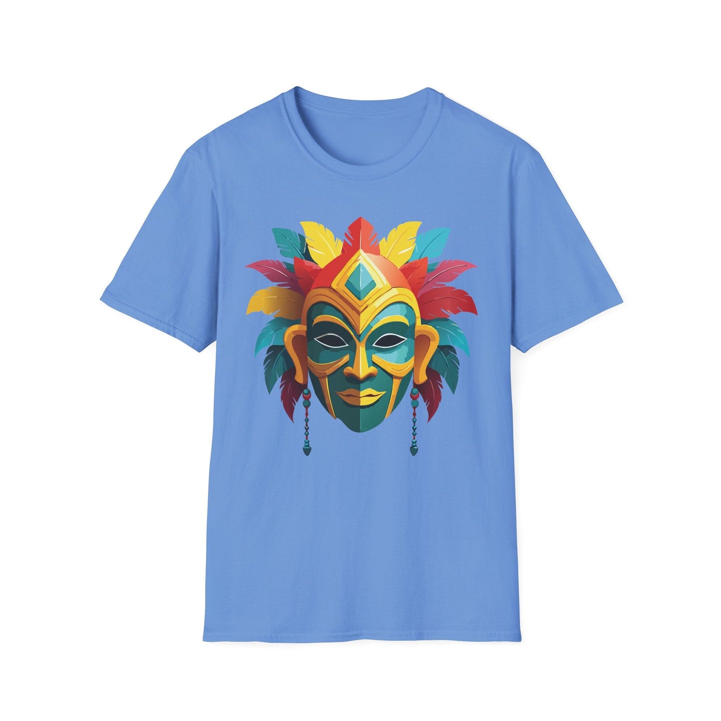 Unisex Mask Tee Shirt Gildan Softstyle 64000 Cotton Masquerade Design For Everyday Wear