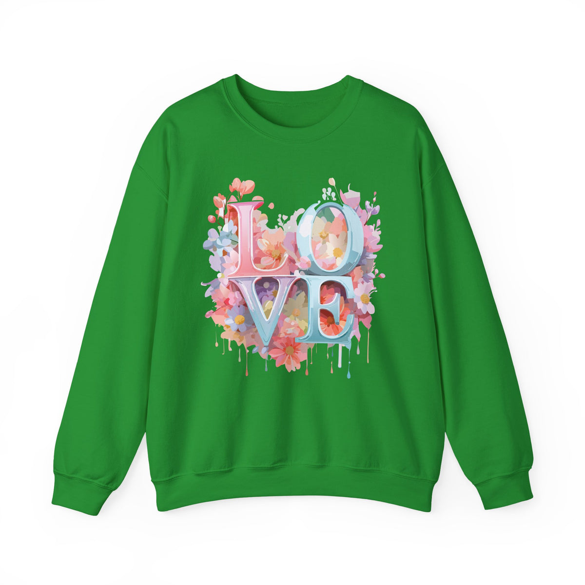 Floral Love Graphic Valentine's Day Sweatshirt Unisex 50/50 Cotton-Poly Sweatshirt w64