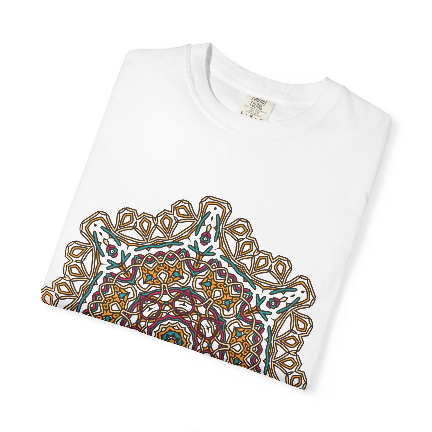 Unisex Garment Dyed Cotton T-Shirt with Mandala Graphic Design