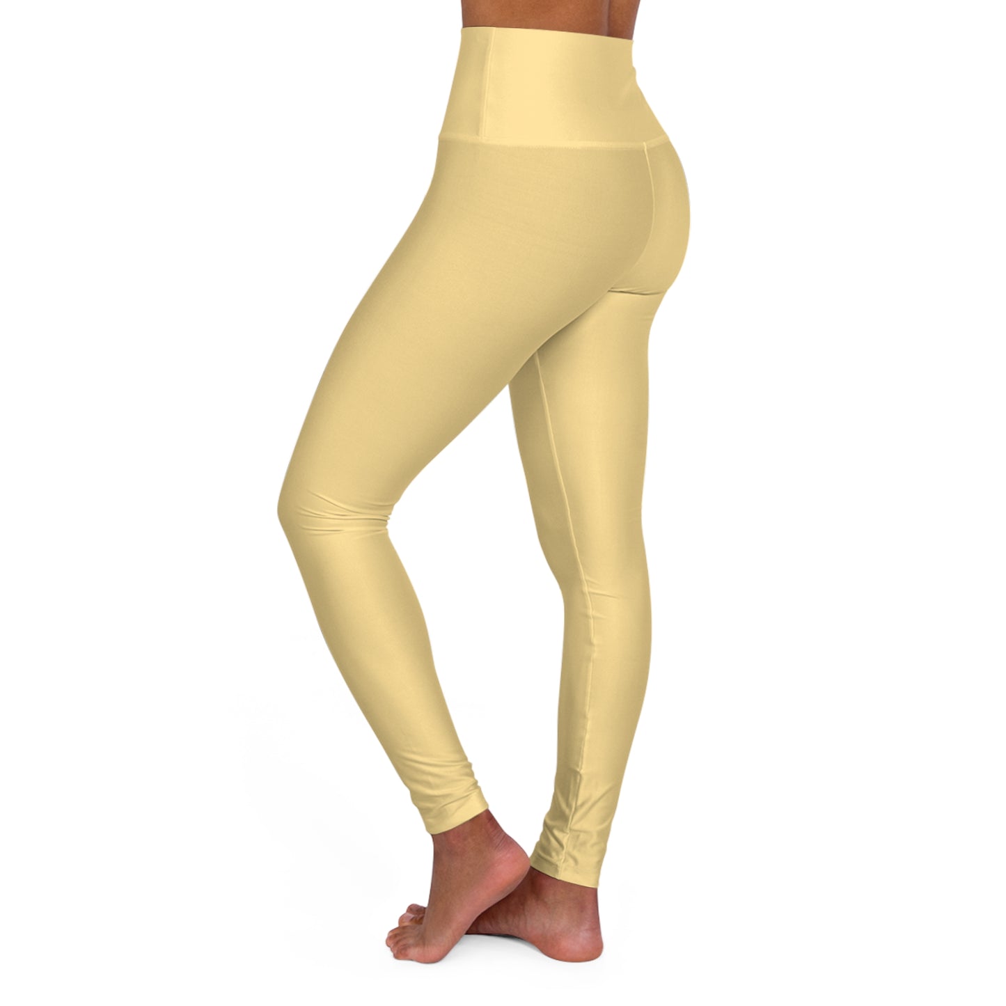 Fog Yellow Color High-Waist Yoga Leggings Women's Seamless Poly-Span Stretchy Pants XS-2XL