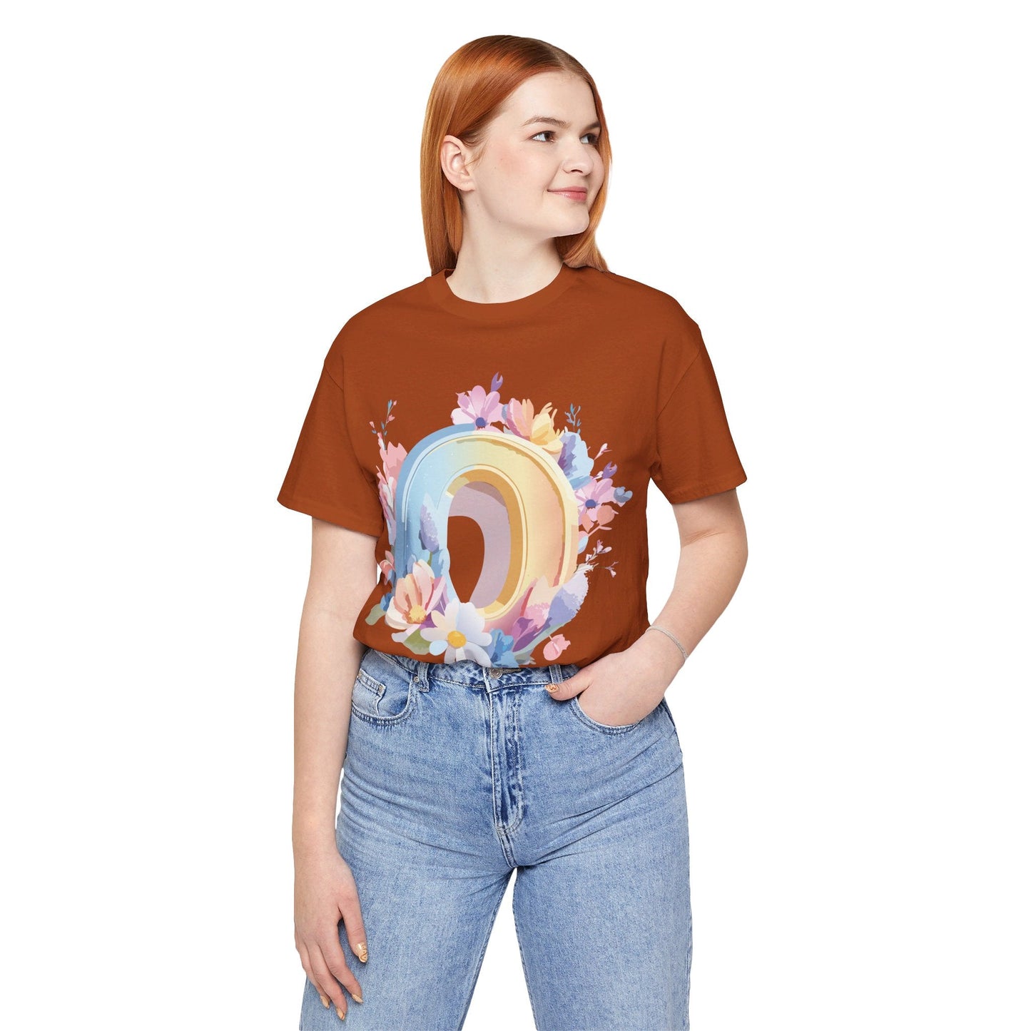 Letter O Unisex Graphic Tee  Art Design Vintage Inspired Short Sleeve Jersey