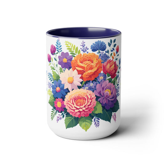 Two-Tone Coffee Mug with flowers