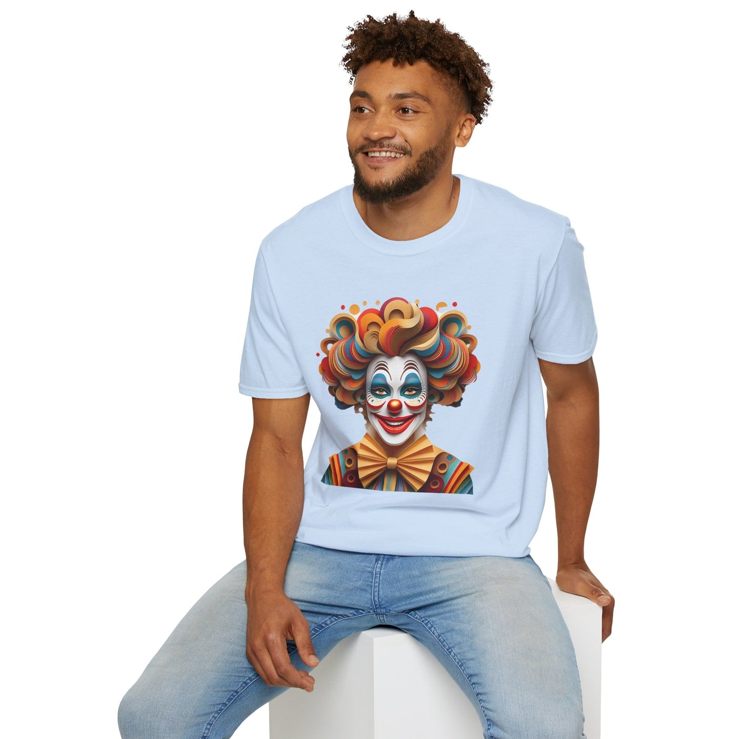 Unisex Clown Shirt Funny Man Circus Tee Short Sleeve Gildan Softstyle 64000 Cotton
