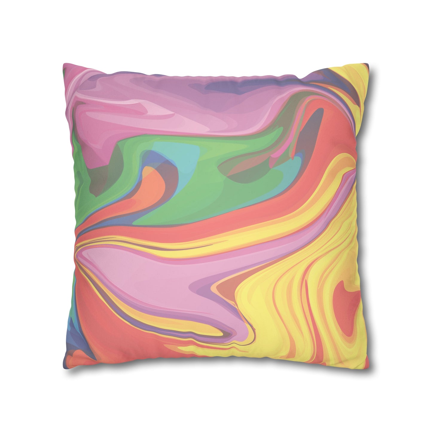 Faux Suede Pillowcase with Abstract print