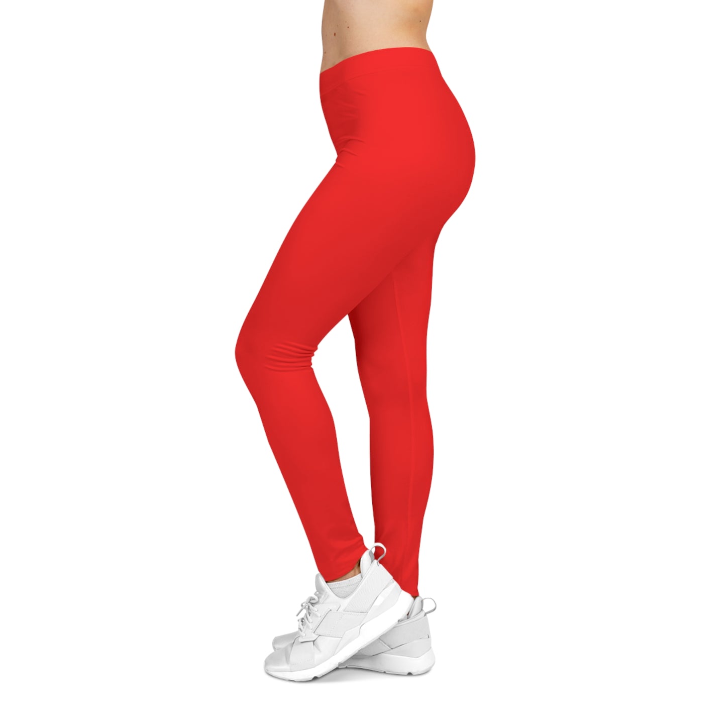 Pure Red Color Women's Poly-Span Casual Leggings XS-2XL