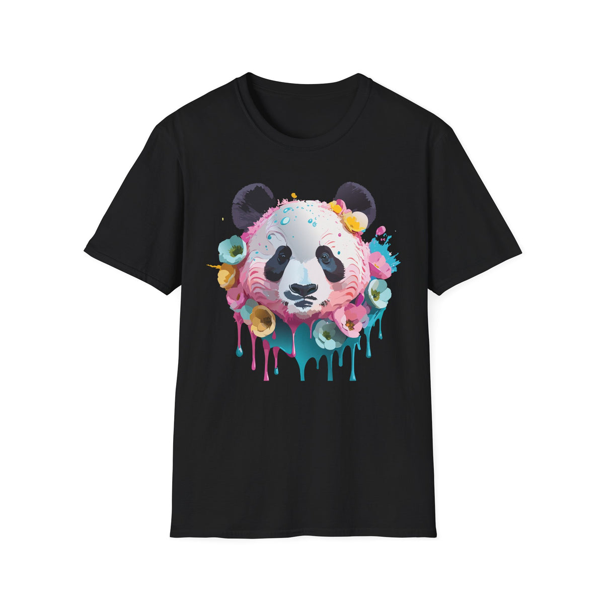 Watercolor Floral Panda T-Shirt | Colorful Drip Panda Tee
