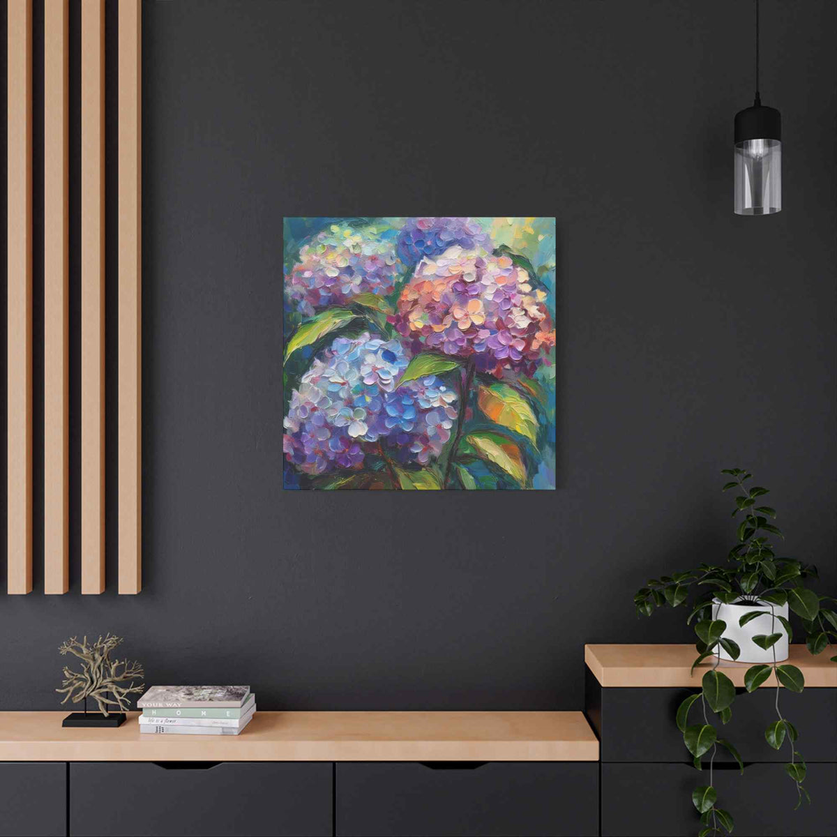 Hydrangeas Print Canvas, Flowers Oil Paint Print 20x20, 24x24, 30x30, 32x32, 36x36, Floral Art Design Print Non-Frame MC-27