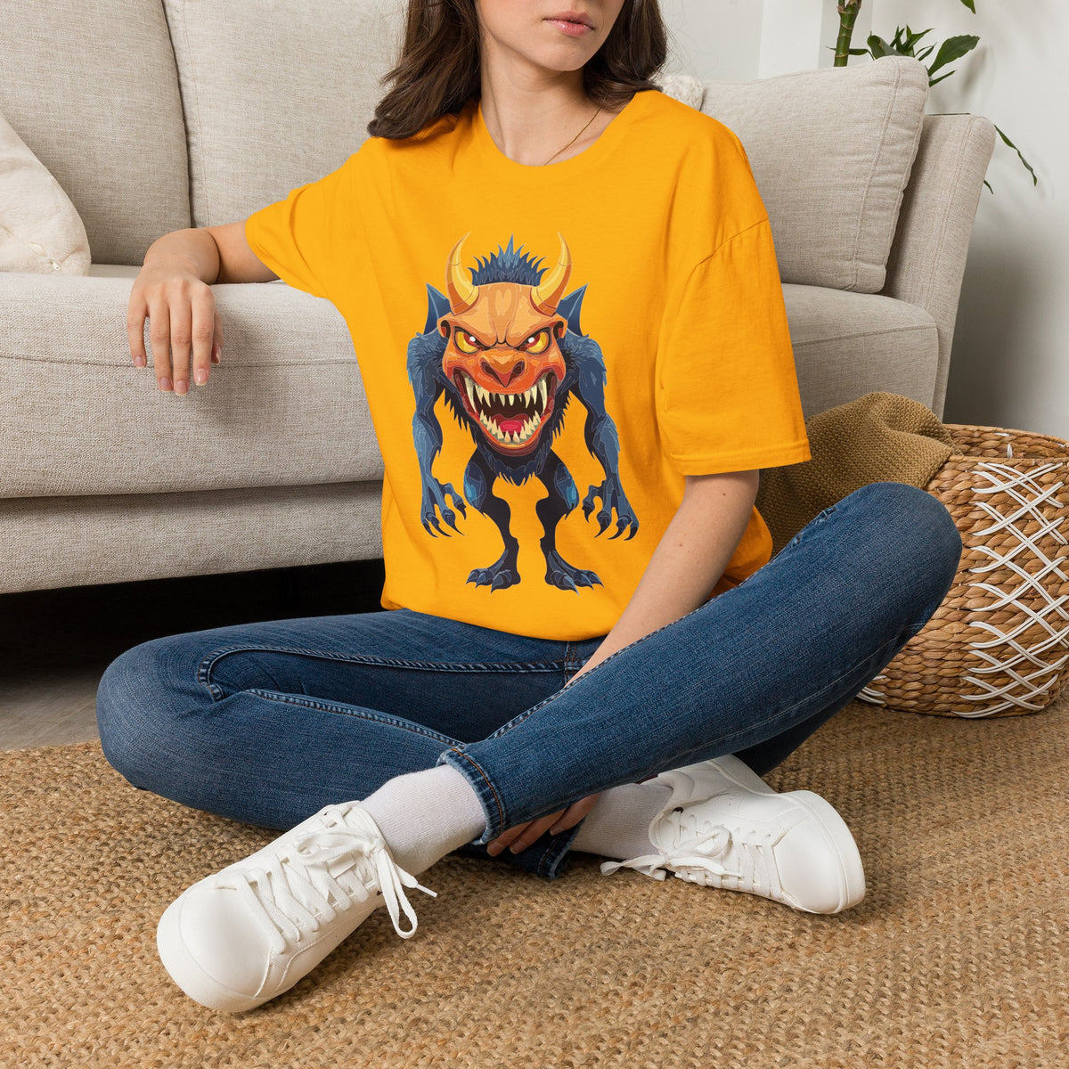 Demon Monster Graphic T-Shirt Cartoon Graphic Tee Unisex 100 Cotton Gildan T-Shirt