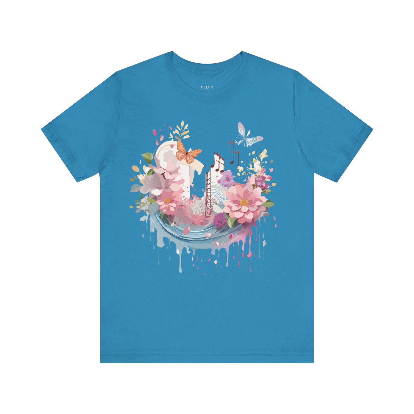 Music Graphic Unisex 100 Cotton Vintage Art with Musical Elements Tee 121