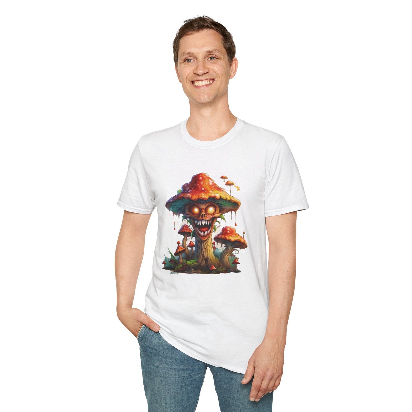 Mashroom Tee Shirt Unisex Softstyle 64000 100% Ring Spun Cotton with Funny Mushroom Artwork